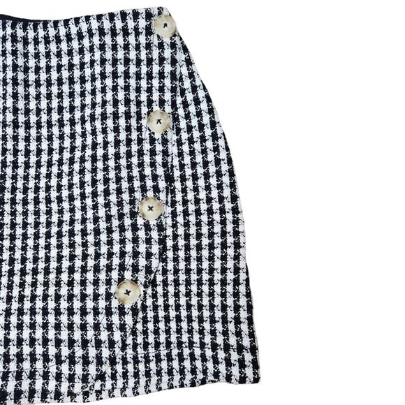 Maeve by Anthropologie Skirt Womens Size 2 Houndstooth Black & White Mini - Picture 2 of 5